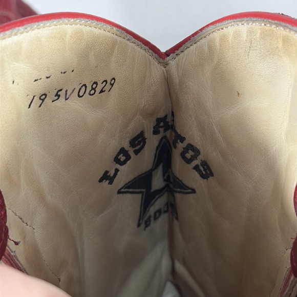 LOS ALTOS MEN BURGUNDY GENUINE EEL WESTERN COWBOY BOOT Size 8.5 (EE+) - Picture 9 of 13